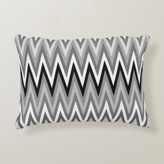 Zigzag Black and White Pattern Decorative Cushion (Front)