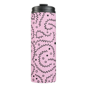 Zigzag Black lines and pink pattern Thermal Tumbler