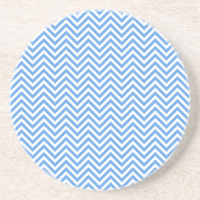 Zigzag Blue Chevron Pattern Coaster (Front)