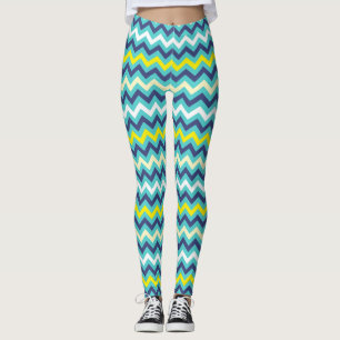 Zigzag Blue Green Yellow Chevron Pattern Pretty Leggings