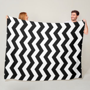 Zigzag Chevron Black And White Fleece Blanket