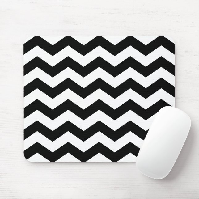 Zigzag Chevron Black And White Mouse Pad (With Mouse)