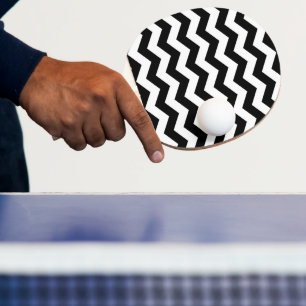 Zigzag Chevron Black And White Ping Pong Paddle
