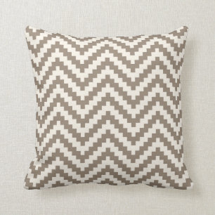 Zigzag Chevron Block Stripe in Tan and Cream Cushion