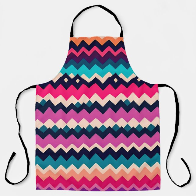 Zigzag Chevron Colourful Pattern Design Apron (Front)