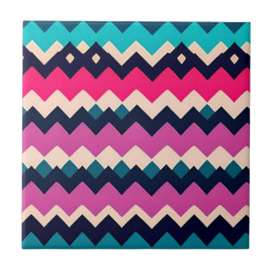 Zigzag Chevron Colourful Pattern Design Ceramic Tile