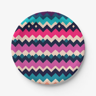Zigzag Chevron Colourful Pattern Design Paper Plate