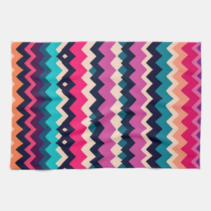Zigzag Chevron Colourful Pattern Design Tea Towel