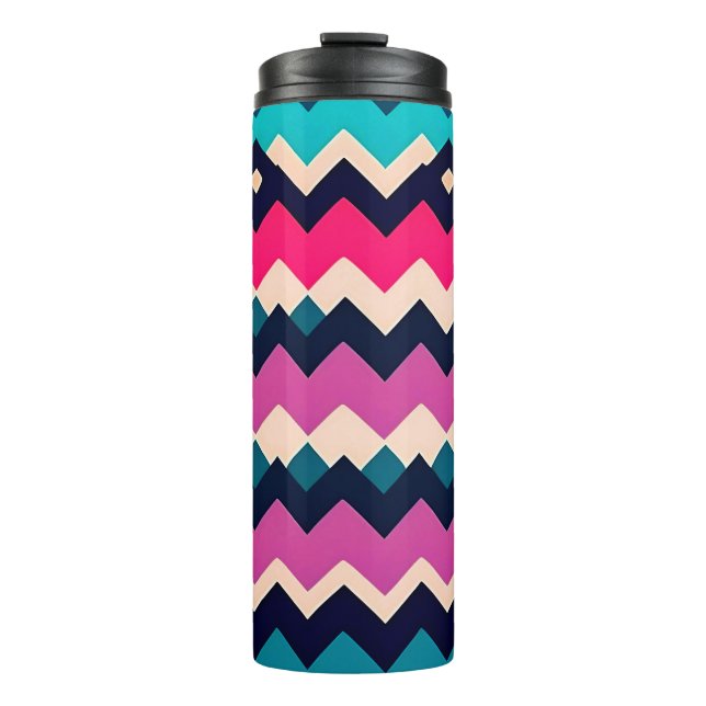 Zigzag Chevron Colourful Pattern Design Thermal Tumbler (Front)