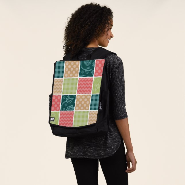 Zigzag, Chevron, Gingham, Polka Dots, Patchwork Backpack (Worn)