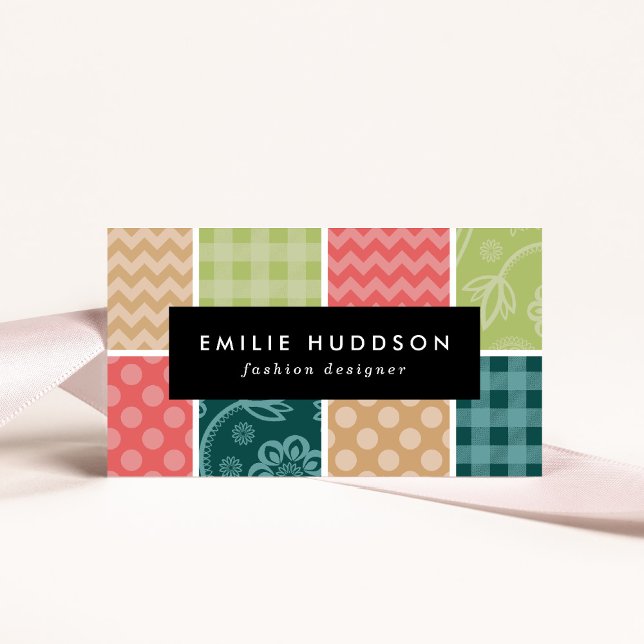 Zigzag, Chevron, Gingham, Polka Dots, Patchwork Business Card (Creator Uploaded)