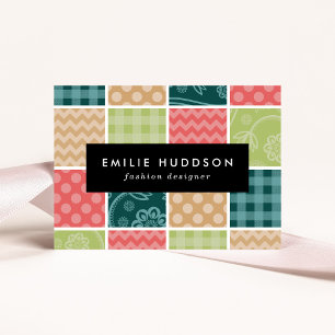 Zigzag, Chevron, Gingham, Polka Dots, Patchwork Business Card