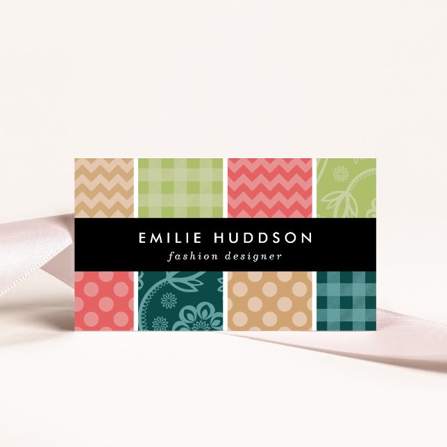 Zigzag, Chevron, Gingham, Polka Dots, Patchwork Business Card (Creator Uploaded)