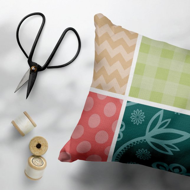 Zigzag, Chevron, Gingham, Polka Dots, Patchwork Decorative Cushion (Creator Uploaded)
