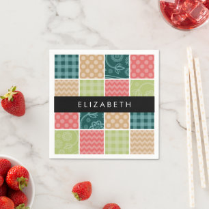 Zigzag, Chevron, Gingham, Polka Dots, Your Name Napkin
