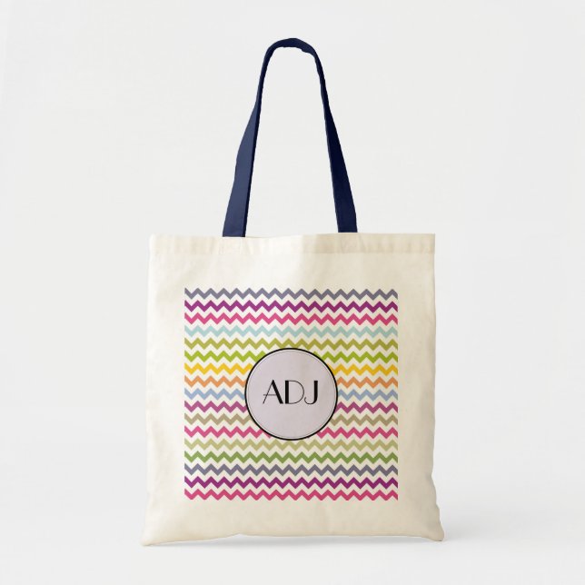 Zigzag Chevron Initial Tote Bag (Front)