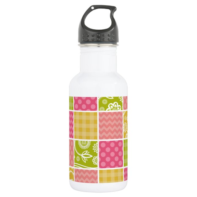 Zigzag, Chevron, Polka Dots, Gingham, Patchwork 532 Ml Water Bottle (Front)