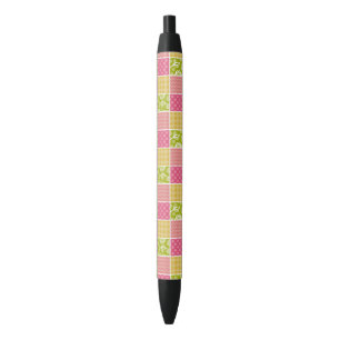 Zigzag, Chevron, Polka Dots, Gingham, Patchwork Black Ink Pen