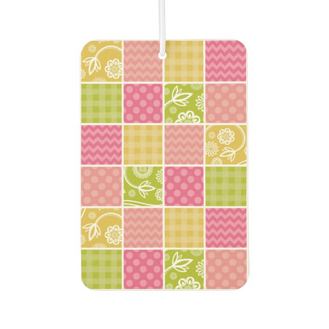 Zigzag, Chevron, Polka Dots, Gingham, Patchwork Car Air Freshener (Front)