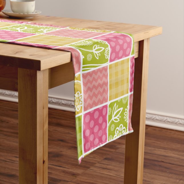 Zigzag, Chevron, Polka Dots, Gingham, Patchwork Medium Table Runner (In Situ)