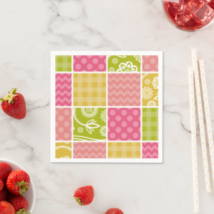 Zigzag, Chevron, Polka Dots, Gingham, Patchwork Napkin