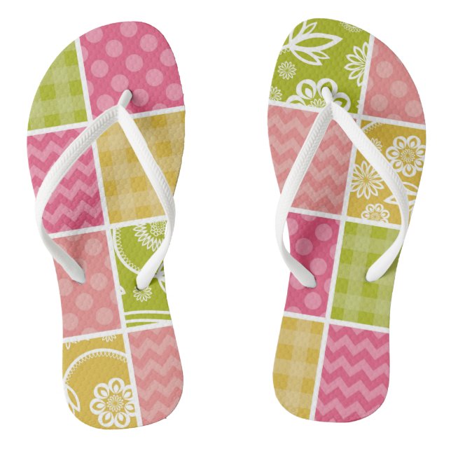 Zigzag, Chevron, Polka Dots, Gingham, Patchwork Thongs (Footbed)
