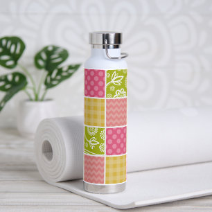 Zigzag, Chevron, Polka Dots, Gingham, Patchwork Water Bottle