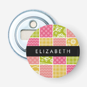Zigzag, Chevron, Polka Dots, Gingham, Your Name Bottle Opener