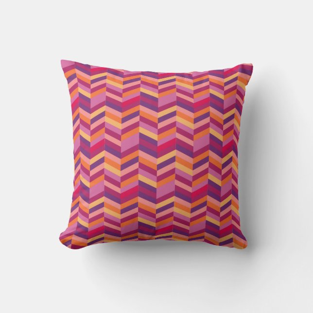 zigzag chevron purple and orange throw pillow (Front)