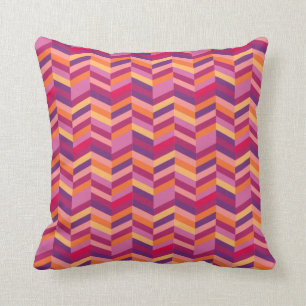 zigzag chevron purple and orange throw pillow