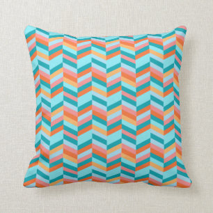 zigzag chevron teal and orange throw pillow