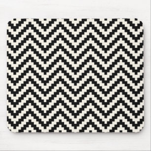 Zigzag Chevron Vertical Stripe in Black Mouse Pad