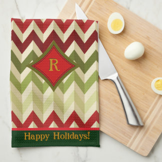 Zigzag Christmas (Monogrammed) Tea Towel