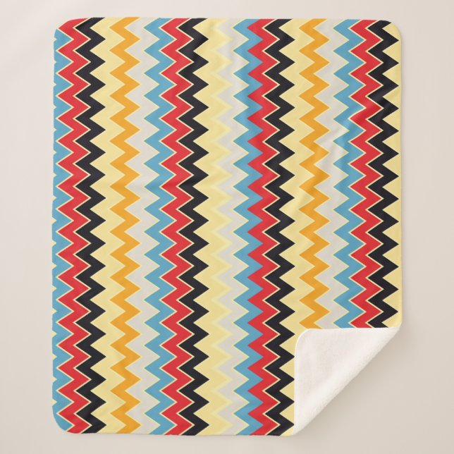 Zigzag Colours Lines Sherpa Blanket (Front)