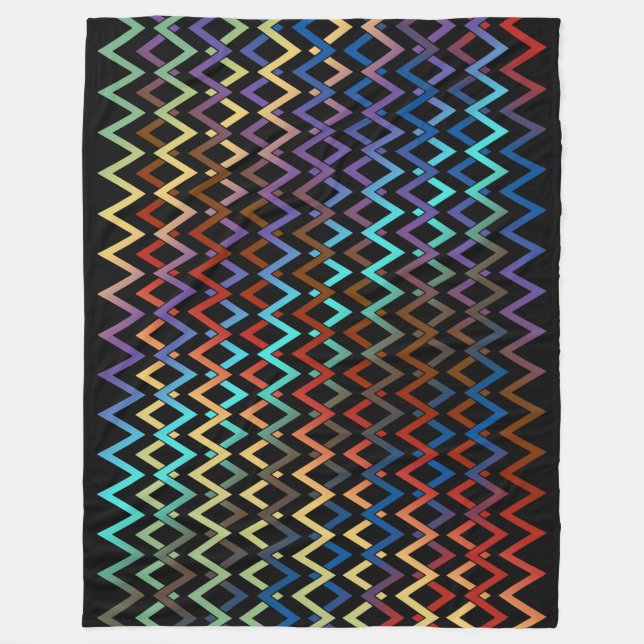 ZIGZAG diamonds - coloured + your backgr. & ideas Fleece Blanket (Front)