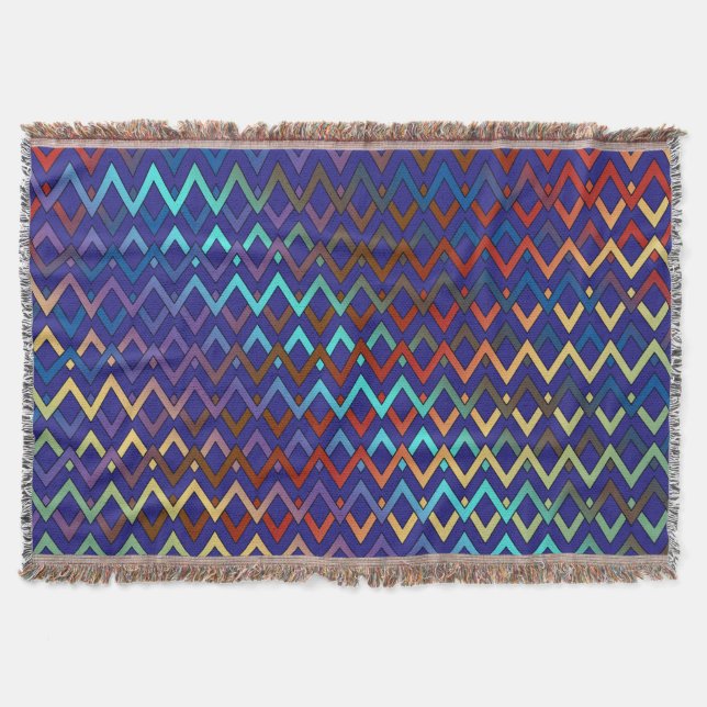 ZIGZAG diamonds - coloured + your backgr. & ideas Throw Blanket (Front)