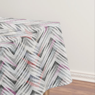 Zigzag, geometric, grey, lilac, pink, black, strip tablecloth