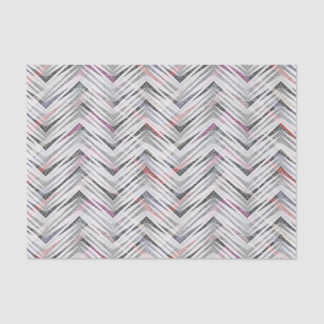 Zigzag, geometric, grey, lilac, pink, black, strip tissue paper (Front)