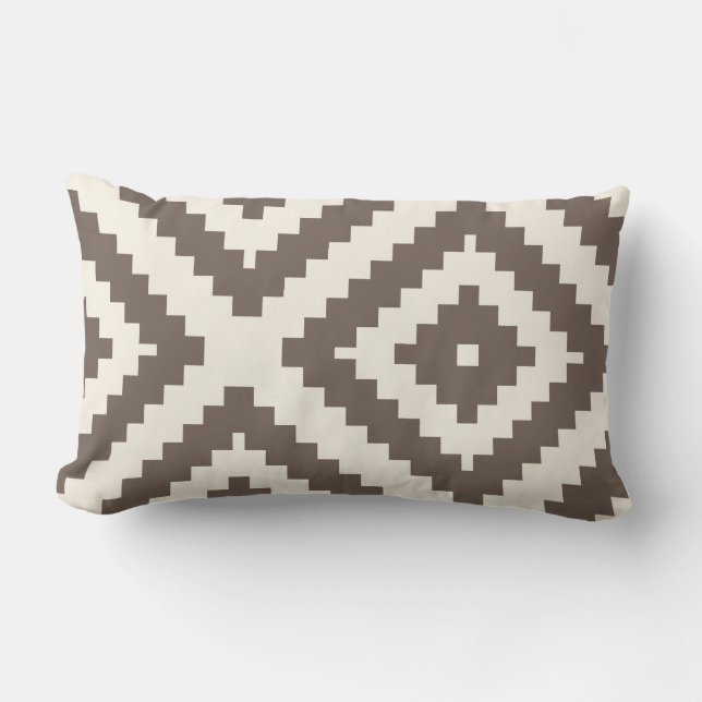 Zigzag Geometric Pattern Taupe Brown Lumbar Cushion (Front)