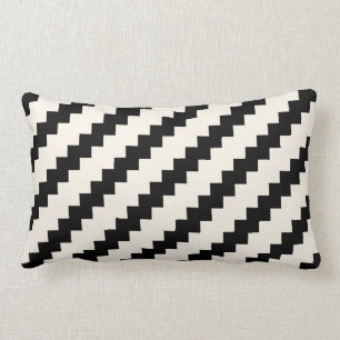 Zigzag Geometric Stripe Black and Cream Lumbar Cushion