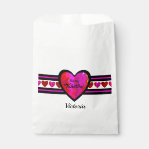 ZigZag Heart  Lined Design Texted Favour Bag