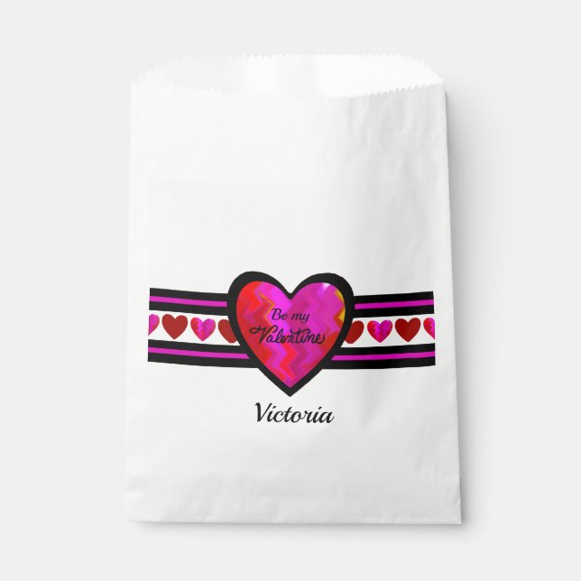ZigZag Heart  Lined Design Texted Favour Bag (Front)