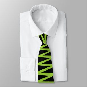 Zigzag - Martian Green on Black Tie