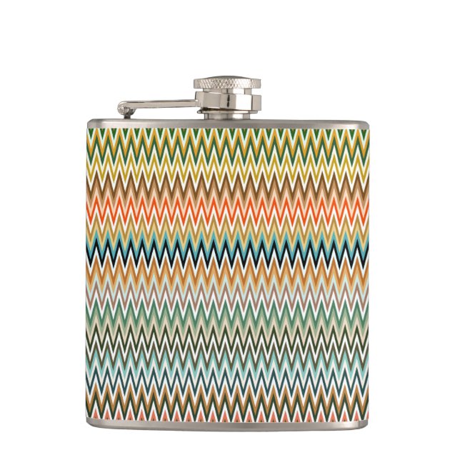 Zigzag Multicolor Pattern Hip Flask (Front)