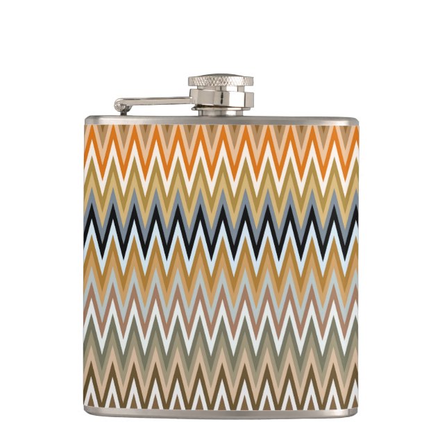 Zigzag Multicolor Pattern Hip Flask (Front)