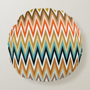 Zigzag Multicolor Pattern  Round Cushion