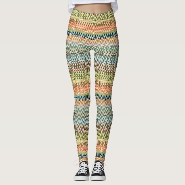 Zigzag Multicolored Pattern Leggings (Front)