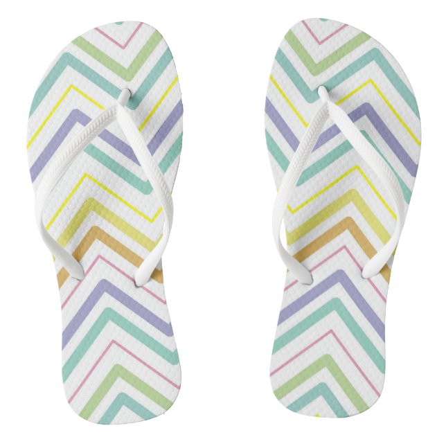 Zigzag MultiColors White Flip Flops (Footbed)