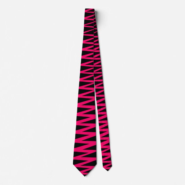Zigzag - Neon Red on Black Tie (Front)