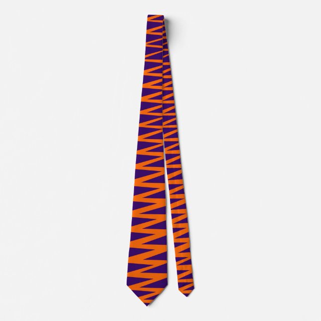 Zigzag - Orange on Deep Purple 330066 Tie (Front)
